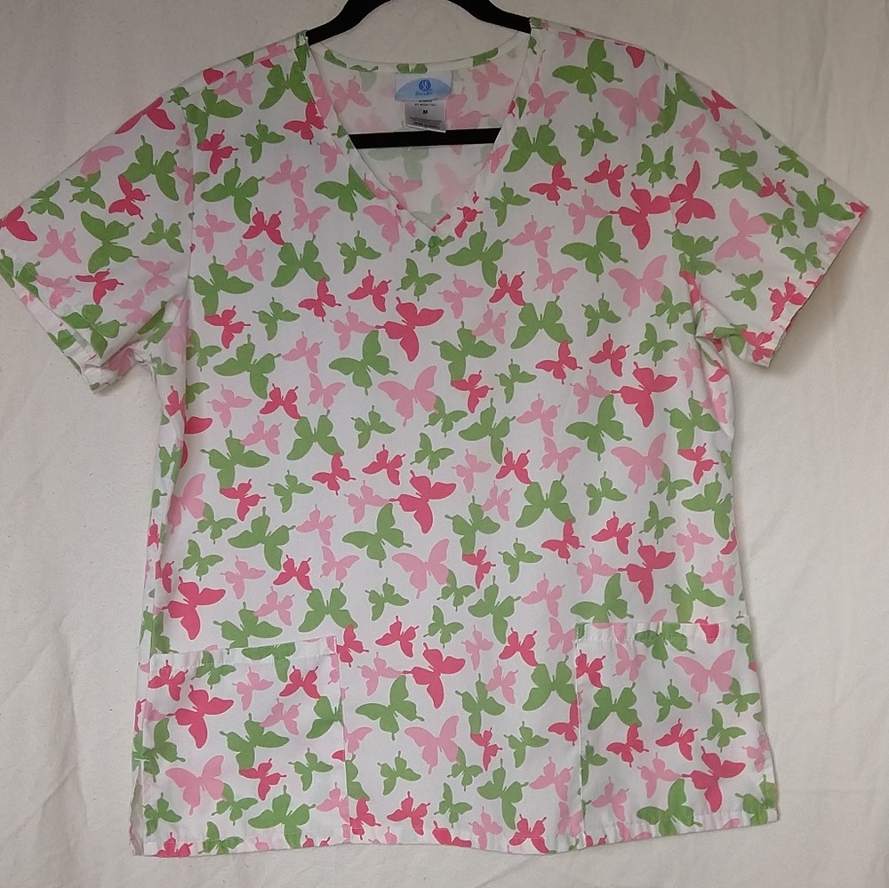 Women's Medium Butterflies scrub top
